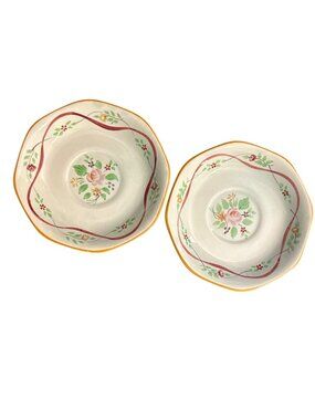 Vintage Calyx Ware Hand Painted Floral Ceramic Serving Plates By Adams England